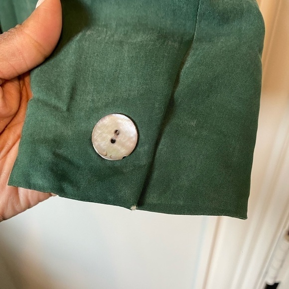 Jennifer Moore green silk blazer w/ shell button sz 2, 80s style women’s jacket - Picture 5 of 8